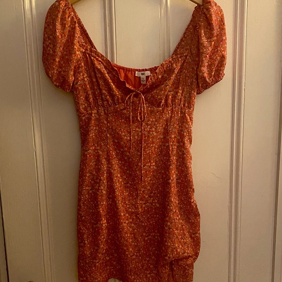 BP Floral Dress Women’s S Sweetheart Neck Tie Front Mini Dress Lined Multi Color - Picture 1 of 7